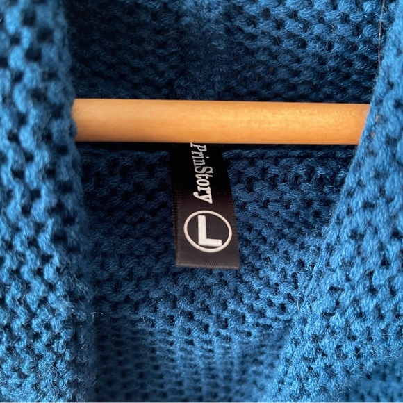PrinStory Blue Chunky Turtle Neck Tunic Sweater - Picture 6 of 9